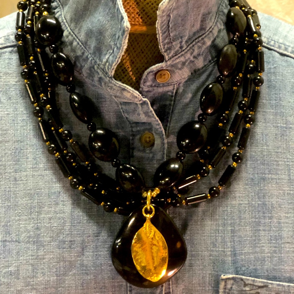 Set of Two Layering Necklaces Vintage Black